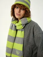 Купить Шарф Kraizy Stripes в полоску серый / лимон Шарф Kraizy Stripes в полоску серый / лимон