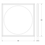 Зеркало Defesto Еclipse 80х80 18W черная рама, с LED-подсветкой, ИК выключатель, теплый свет DF 2233R