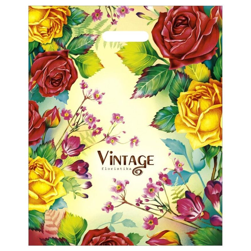 Пакет прорубная ручка Россия 38*47 см 60 мкм ПВД Винтаж 1 шт 500 шт/кор