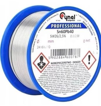Припой проволока 1.20мм 0.25кг Sn60 / Pb40 (flux SW26) ПОС 60 / Cynel
