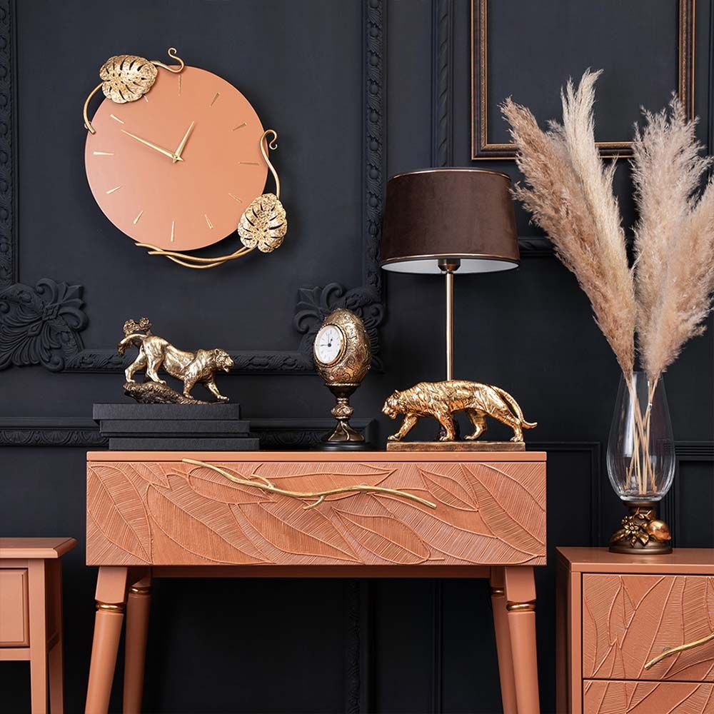 Часы настенные Monstera Deliciosa (Монстера) Колор Томленный оранжевый Амбер