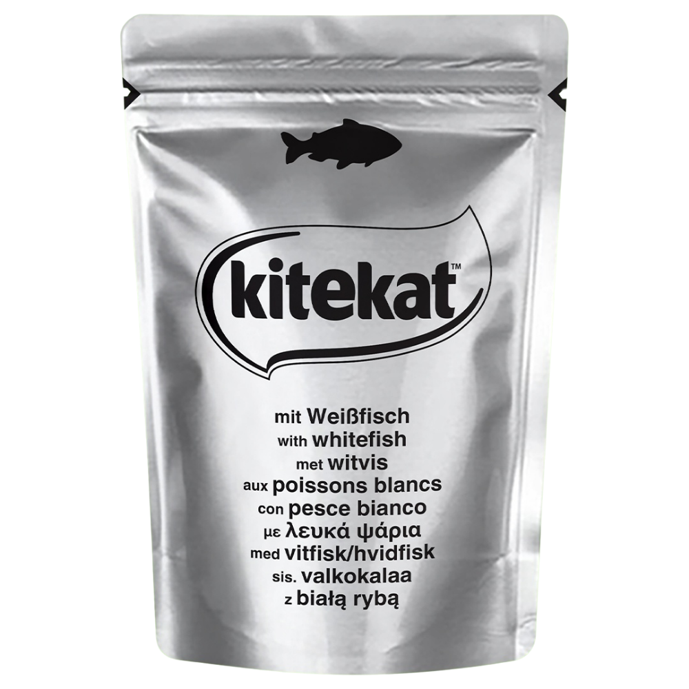 Влажный корм Kitekat Pou для кошек белая рыба в желе 85 гр