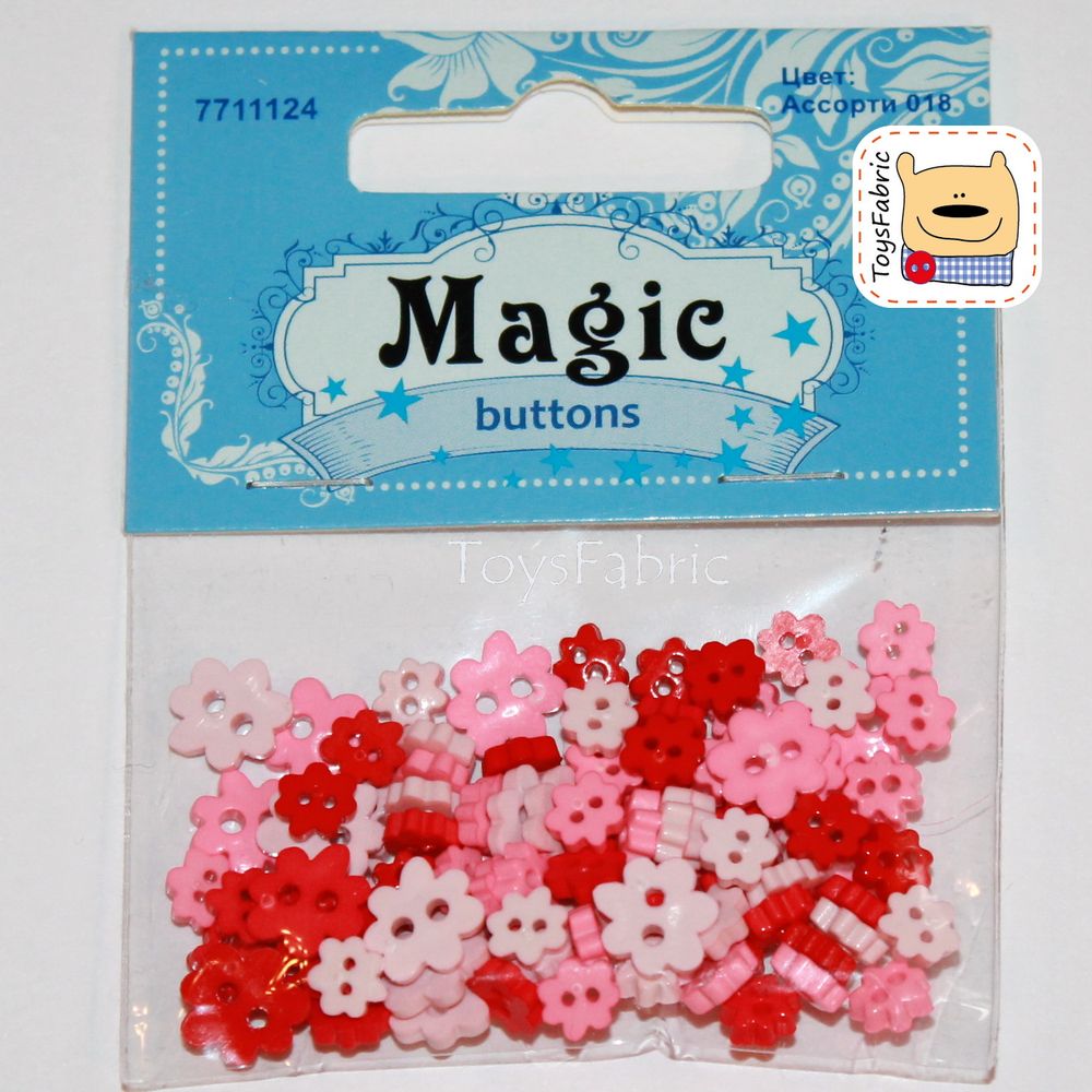 Набор мини пуговиц Magic (ВМ53) цветы  ассорти №018