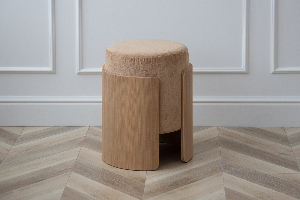 Пуф Lagom (бежевый, натуральный дуб)