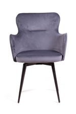 Стул c подлокотниками King, поворотный на 360 градусов, бархат серый 27