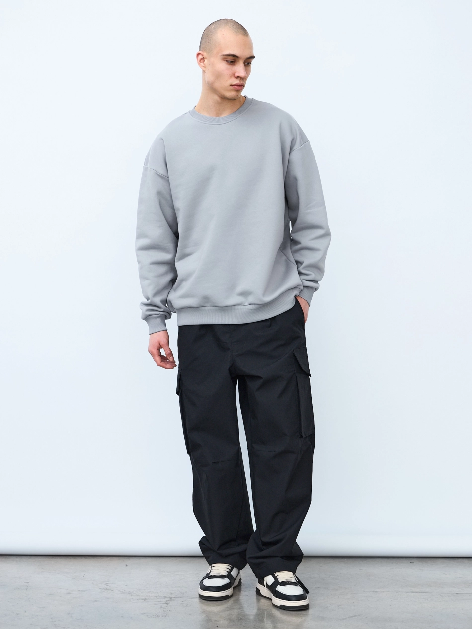 Свитшот оверсайз, без начеса (серый)