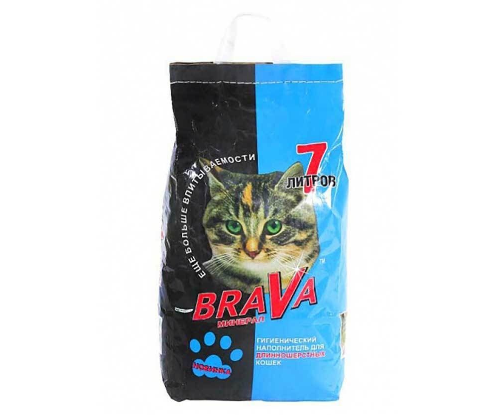 Минеральный наполнитель BraVа для длинношерстных кошек, 7 л