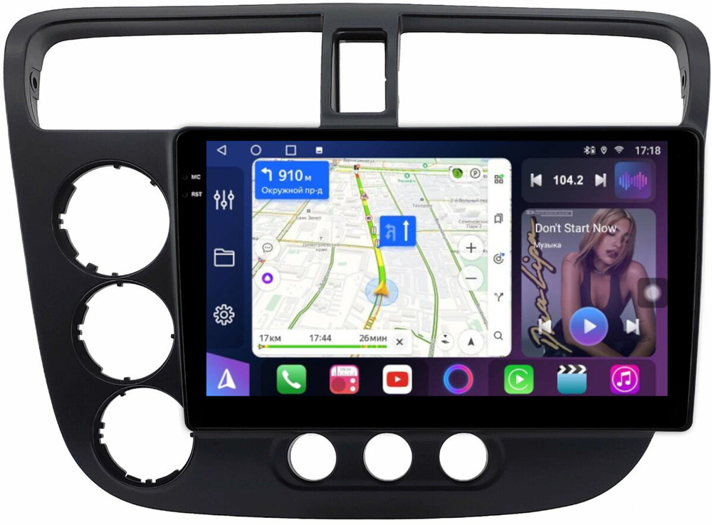 Магнитола для Honda Civic 7 2001-2005 левый руль - FarCar BM9-9662L монитор 9.5" QLED на Android 14, TS10, 4+32Гб, CarPlay, 4G SIM-слот