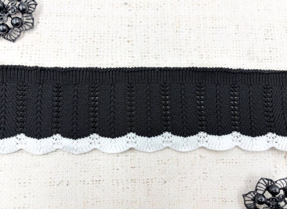 Подвязы трикотажные, ш. 6,5 см, L 145 см, черный с белым