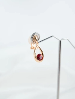 Клипсы-капли Белла с красными кристаллами Swarovski