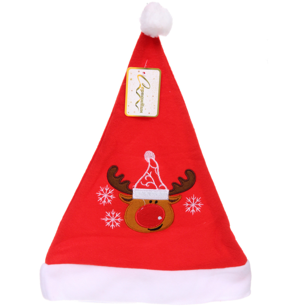 Колпак новогодний «Весёлый лось», красный