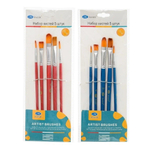 Кисть для рисования Basir художественная, нейлон, круглые и плоские, № 2,4,6,8,10, набор из 5 шт, разноцветный корпус