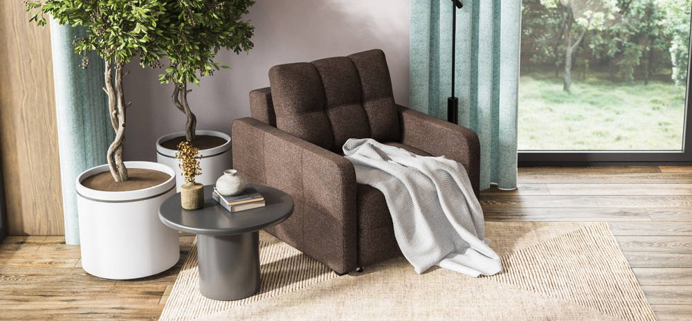 Кресло-кровать Денди Слим рогожка Мальмо шоколад