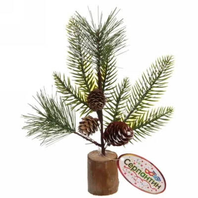 Композиция новогодняя «Лесные шишки на пеньке», 30*12 см