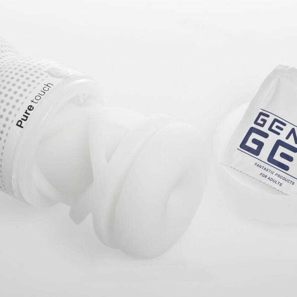 Мастурбатор из силиконового геля Genmu Pure Touch, серый (Цвет: Серый, Вкладка белая)