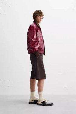 ZARA Х HARRY LAMBERT КОЖАНАЯ КУРТКА, КРАСНОВАТЫЙ