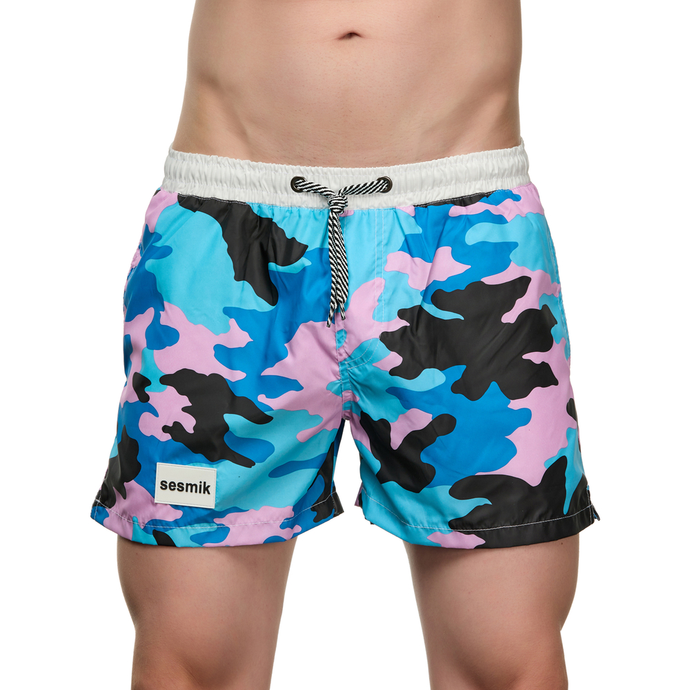 Мужские шорты голубые с камуфляжным принтом Sesmik STORM MILITARY PINK