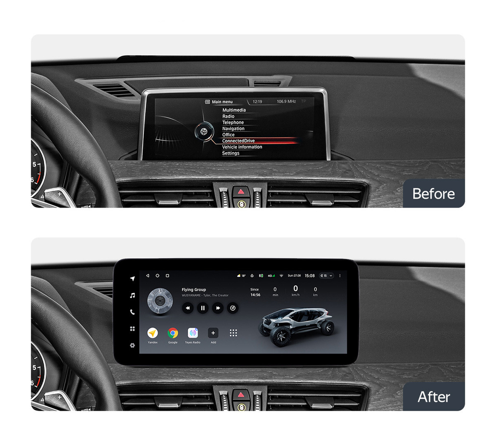 Магнитола BMW X1 F48 2015-2017 (NBT) - Teyes LUX ONE ROUND монитор 12.3" 2K QLED на Android 10, CarPlay, 4G SIM-слот