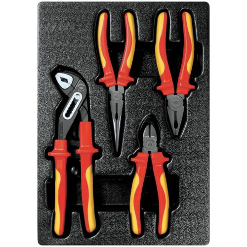 KING TONY (9-40604GP ) Набор диэлектрических пассатижей и бокорезов, ложемент, 4 предмета