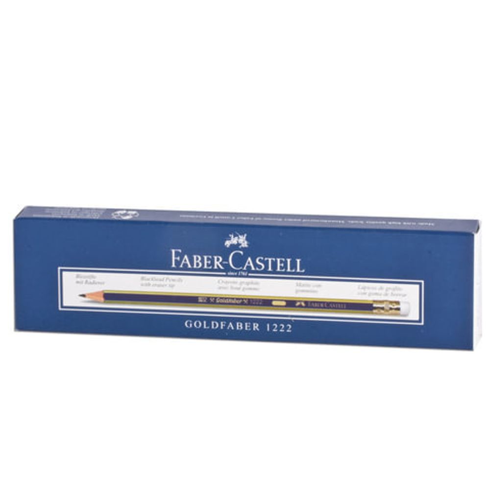 Карандаш чернографитный FABER-CASTELL, 1 шт., "1222", HB, с резинкой, корпус черный, 116800