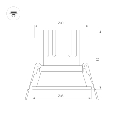 Светильник MS-FLOW-BUILT-R85-6W Warm3000 (WH, 55 deg, 230V) (Arlight, IP20 Металл, 5 лет) 060923