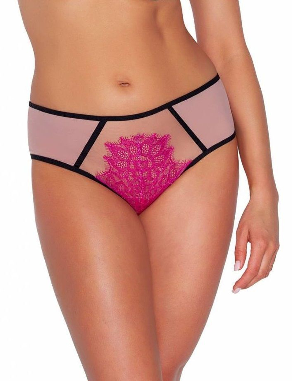 Трусики-слипы с ярким кружевом с ресничками (Размер: XXXL) (Цвет: розовый)