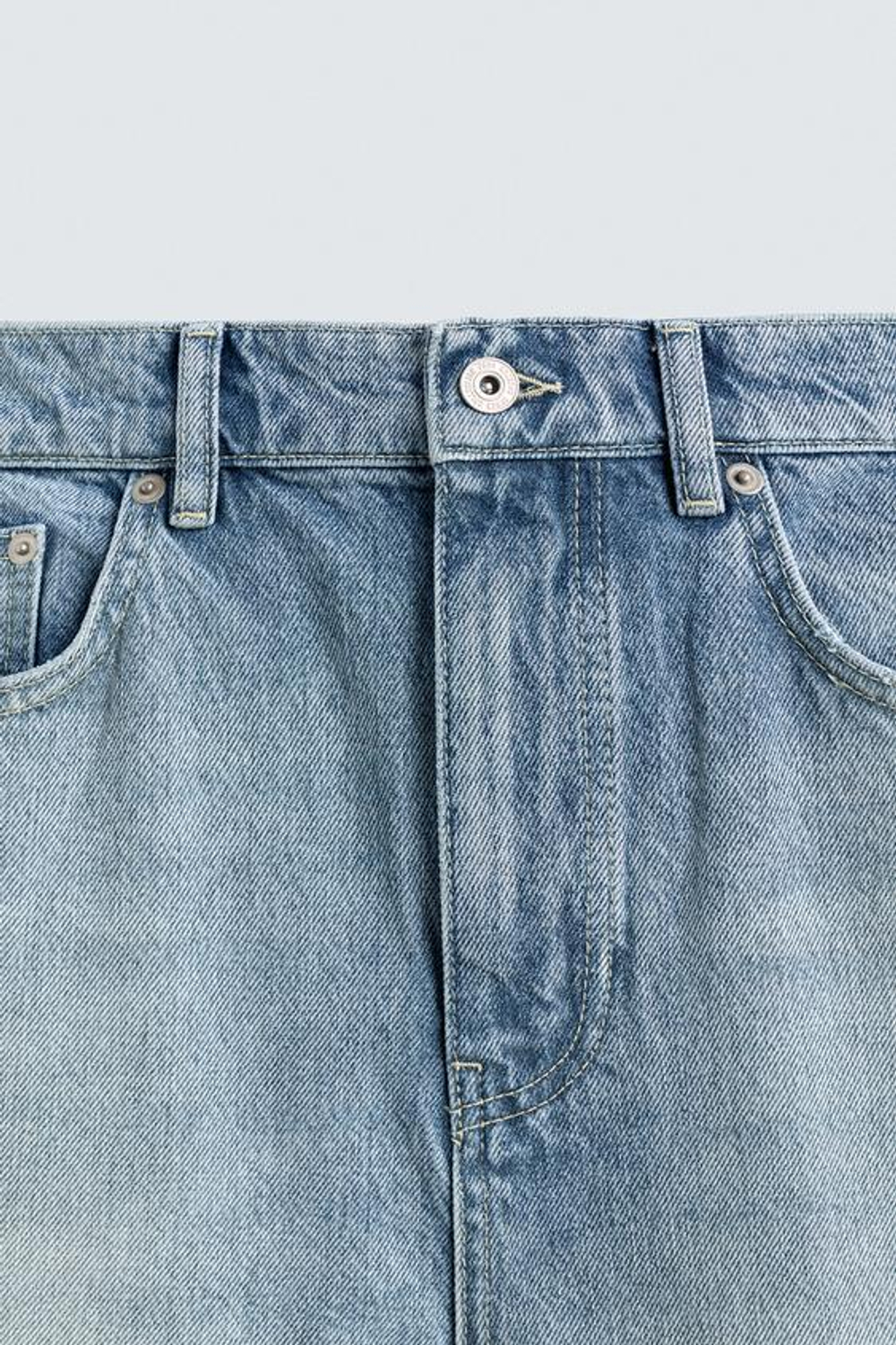 ZARA ДЖИНСЫ STRAIGHT FIT СО ШВАМИ, ГОЛУБОЙ