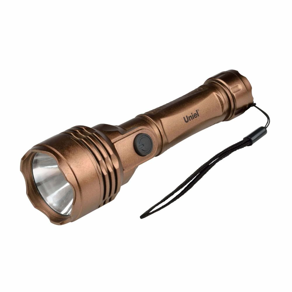 S-LD044-C Brown Фонарь Uniel серии Стандарт «Simple Light — Gambit», пластиковый корпус, 0,5 Watt LED, упаковка — кламшелл, 2хАА н/к, цвет коричневый