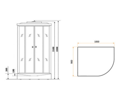 Душевая кабина Niagara NG-33094L 100х90 средний поддон, стекло матовое