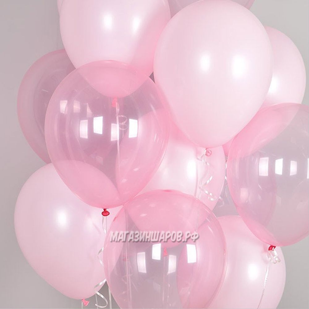 Розовые шары &quot;Макарунс+Кристалл&quot; с гелием