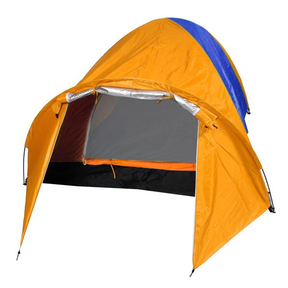 Палатка туристическая Кама-4 двухслойная, (240+80)*210*130 см, цвет оранжево-синий