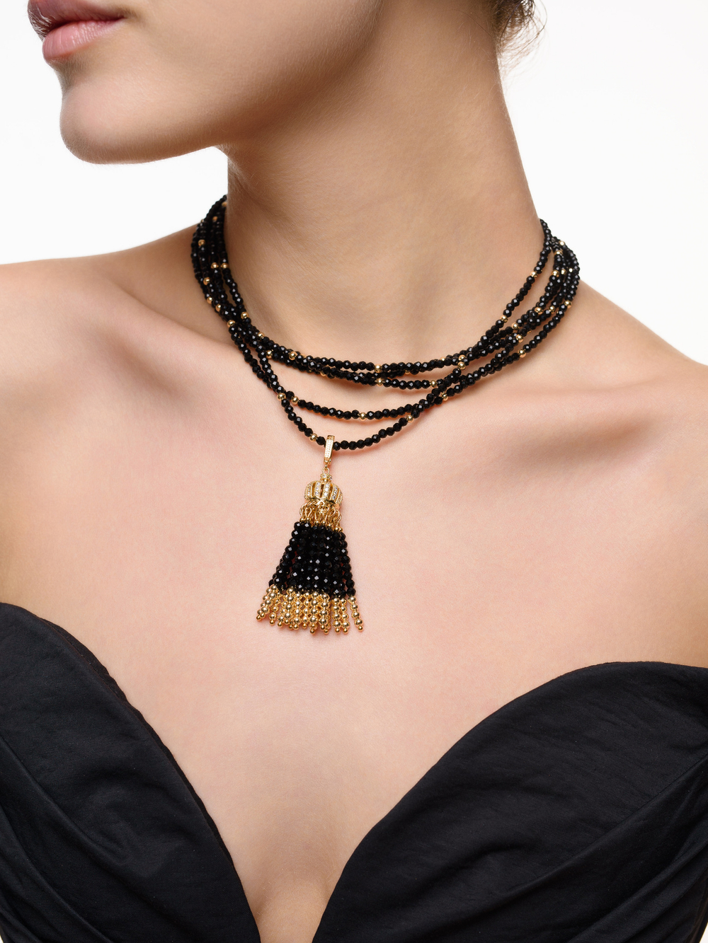 Колье "Queen" Gold черный агат