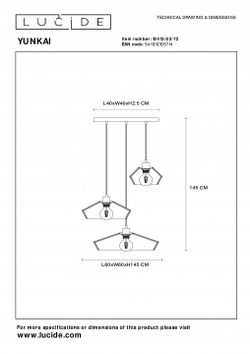 Подвесной светильник Lucide Yunkai 10413/03/72