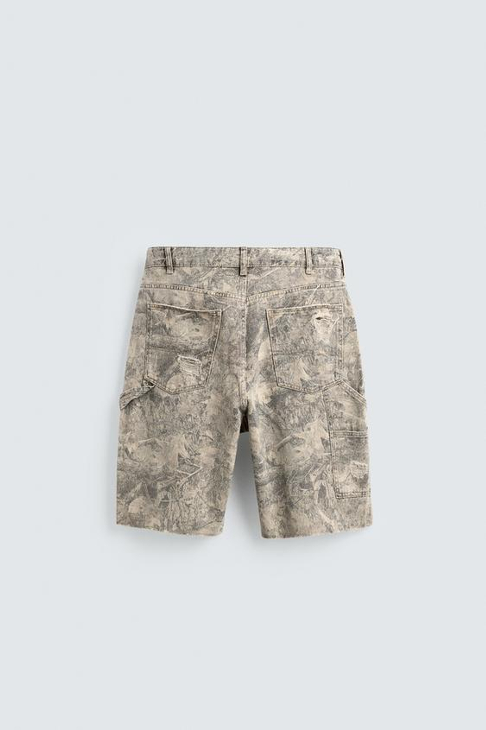 ZARA ШОРТЫ RELAXED FIT С АБСТРАКТНЫМ ПРИНТОМ И ЭФФЕКТОМ ПОТЕРТОСТИ, С ПРИНТОМ