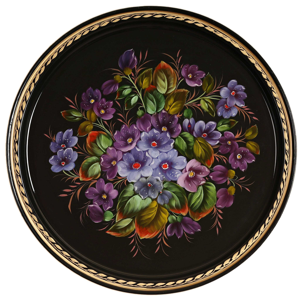 Жостовский поднос декоративный, размер 30 см (A9), металлический