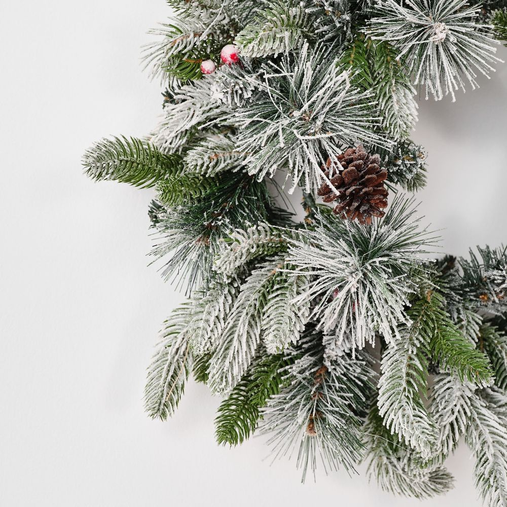 Рождественский венок заснеженный с шишками «Froid» (Литая +пвх) 60 см