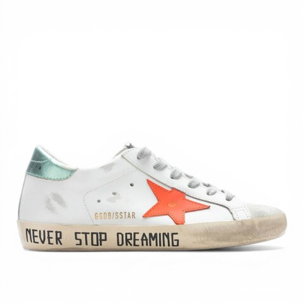 Golden Goose Women's Super-Star Sneakers - White/Orange/Pastel Green