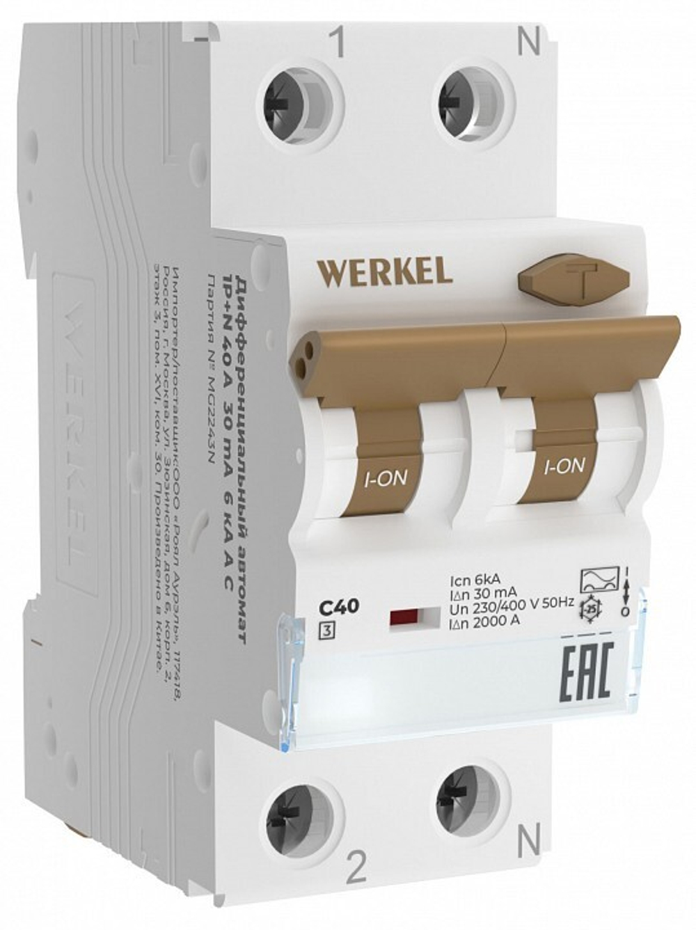 Дифференциальный автоматический выключатель 1P с Wi-Fi Werkel W922P164