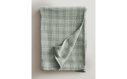 Zara Home плед из хлопка, зелёный, в клетку · 3196/004