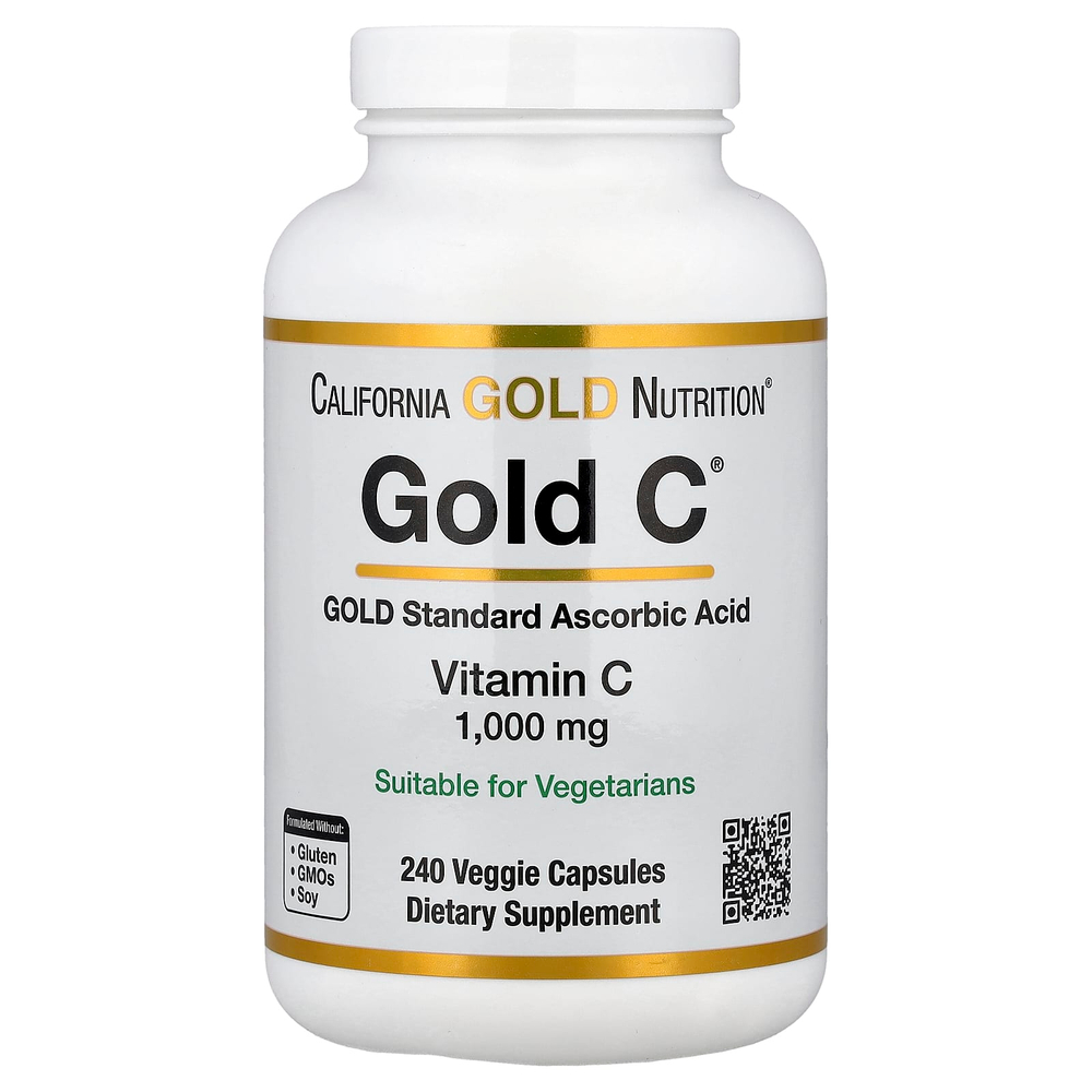 California Gold Nutrition, Gold C®, витамин C класса USP, 1000 мг, 240 растительных капсул
