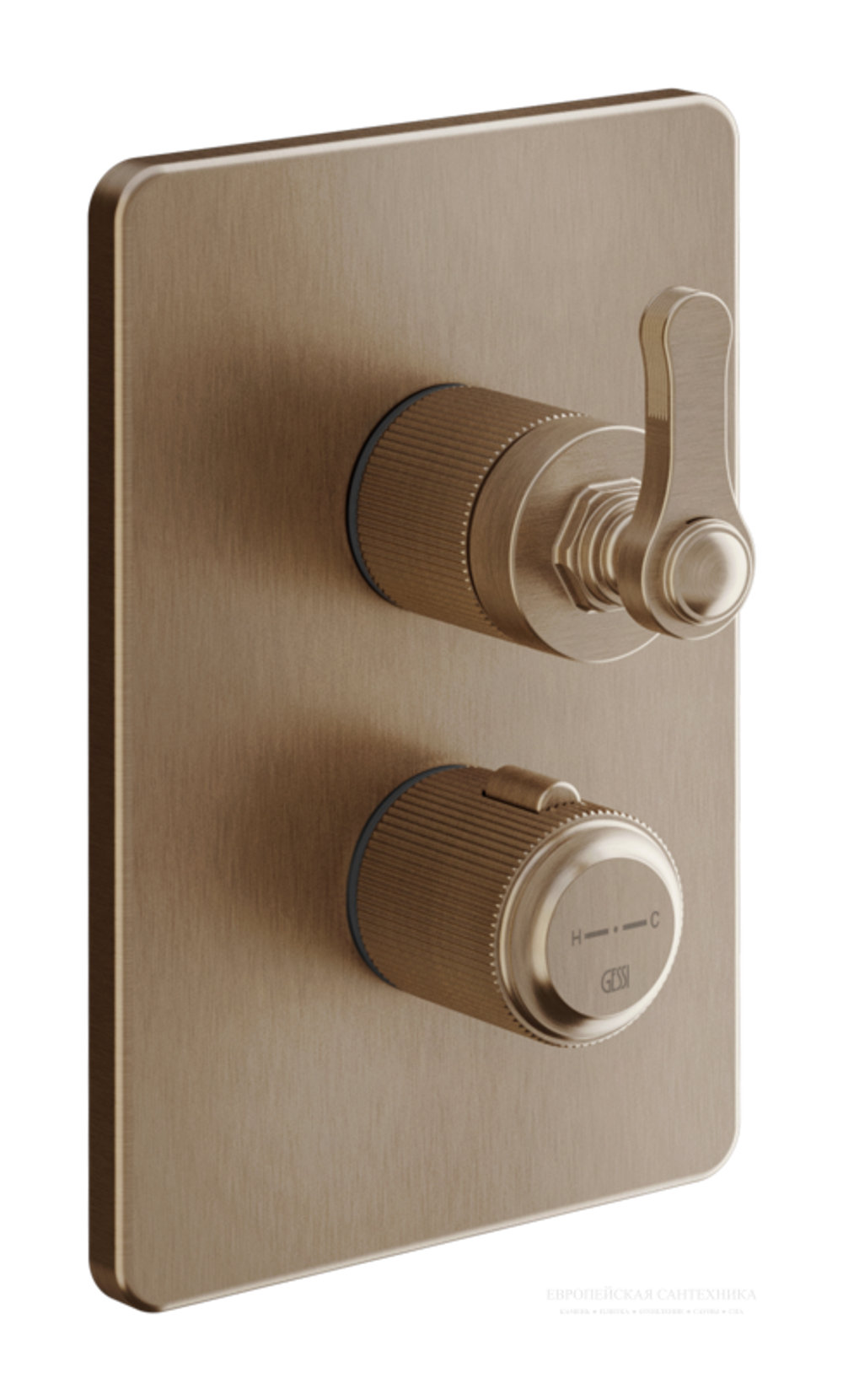 Термостат Gessi Venti20, с переключателем на 2 потребителя, встраиваемый, цвет Copper Brushed PVD