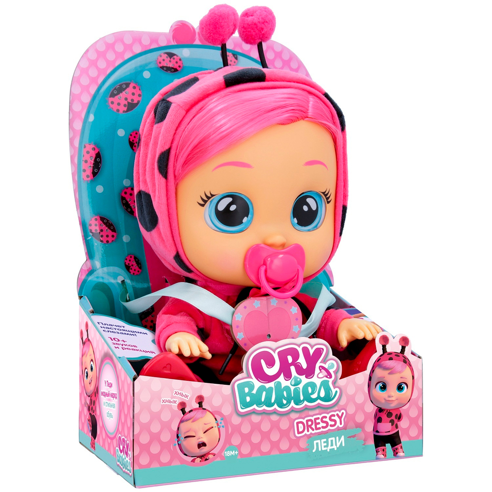 Кукла Cry Babies Dressy Леди интерактивная  божья коровка 40885