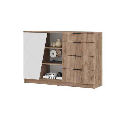 Орегон КМ 01 Комод 140 Дуб крафт табачный / МДФ Белый супермат