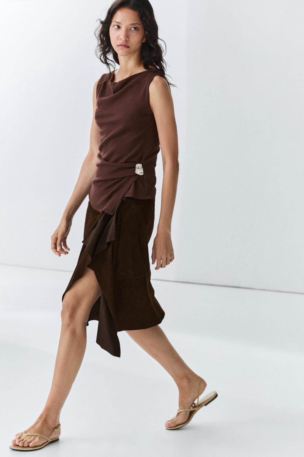 Massimo Dutti Топ из 100% хлопка, баклажанный