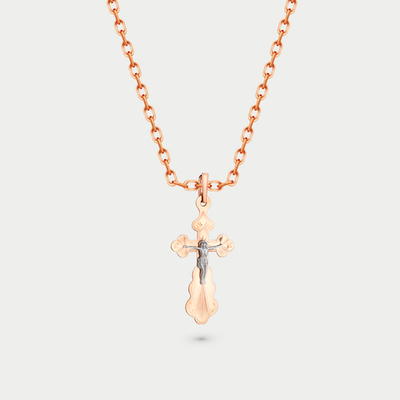 Крест православный из розового золота 585 пробы без вставки (арт. 74277)