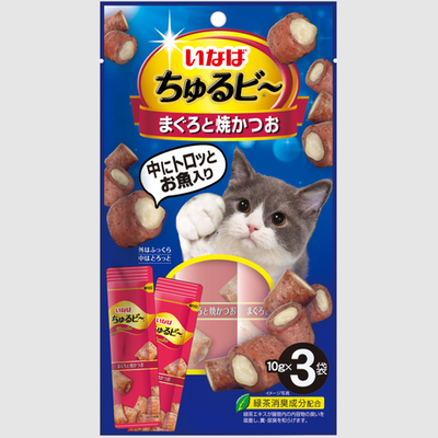 Qsc-265 inaba churu bee запеченные трубочки для кошек тунец магуро и запечённый тунец кацуо 10г*3шт