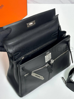 Сумка Hermes Kelly Lakis женская черная из кожи