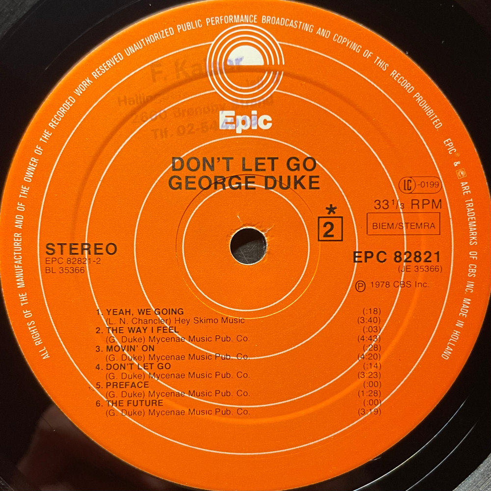 George Duke ‎– Don't Let Go (Голландия 1978г.)