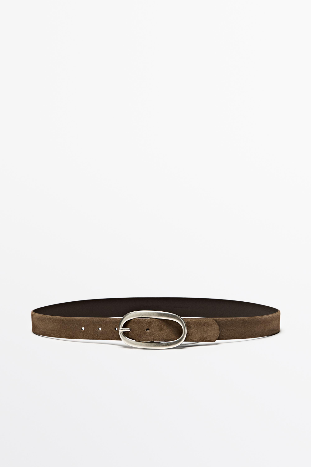 Massimo Dutti Ремень из замши, кротово-коричневый