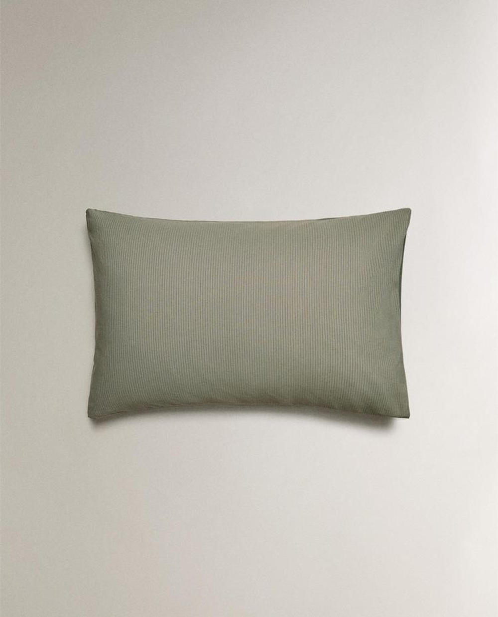 ZARA HOME ХЛОПКОВАЯ НАВОЛОЧКА В ПОЛОСКУ, ЗЕЛЕНЫЙ